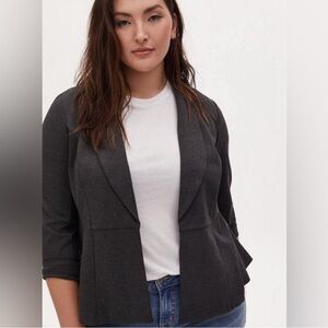 Torrid Studio Luxe Ponte Peplum Grey Blazer NWT - Size 0